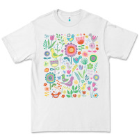 White cute birds t  shirt birds and blooms   cute floral pattern by cecca de Premium Tee - DesignPulse