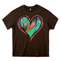 Chocolate Brown Feather Heart Heavy Core Tee - Jasminsmagicworld