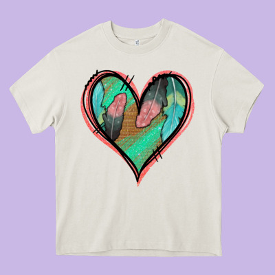 Feather Heart Heavy Core Tee Designed By Jasminsmagicworld