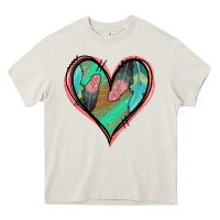 Cream Feather Heart Heavy Core Tee - Jasminsmagicworld