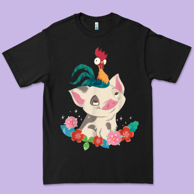 Moana Heihei Rooster Pua Flowers Graphic Premium Tee Designed By Pixelwave