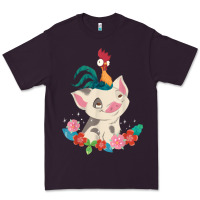 Plum Moana HeiHei Rooster Pua Flowers Graphic Premium Tee - PixelWave