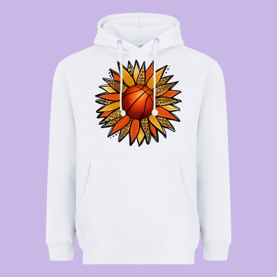 Basketball Sunflower Heavyweight Hoodie Designed By Jasminsmagicworld