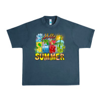 Midnight Navy Hello Summer Urban Heavy Tee - CowhideDigitalArt