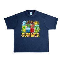 Navy Hello Summer Urban Heavy Tee - CowhideDigitalArt