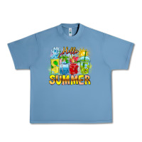 Pebble Blue Hello Summer Urban Heavy Tee - CowhideDigitalArt