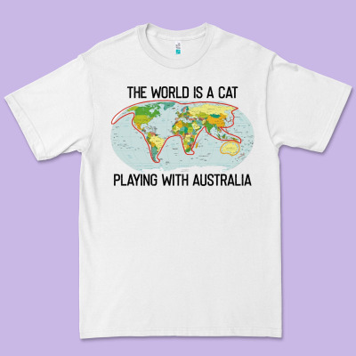 The World Is A Cat Playing With Australia 2020 Shirt Premium Tee Designed By Pixelwave