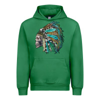 Emerald western indian headdress with skull Urban Hoodie - RanaPortraitStore