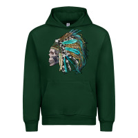 Forest Green western indian headdress with skull Urban Hoodie - RanaPortraitStore