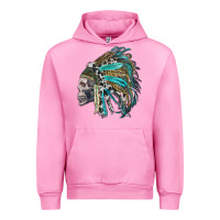 Fuchsia Pink western indian headdress with skull Urban Hoodie - RanaPortraitStore