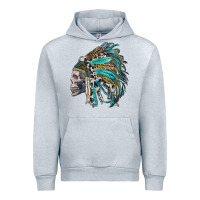 Heather Grey western indian headdress with skull Urban Hoodie - RanaPortraitStore