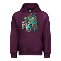 Mauve Wine western indian headdress with skull Urban Hoodie - RanaPortraitStore