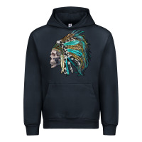 Navy western indian headdress with skull Urban Hoodie - RanaPortraitStore