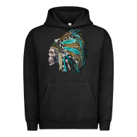 Pigment Black western indian headdress with skull Urban Hoodie - RanaPortraitStore