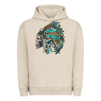 Pigment French Oak western indian headdress with skull Urban Hoodie - RanaPortraitStore
