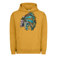Pigment Peanut Butter western indian headdress with skull Urban Hoodie - RanaPortraitStore