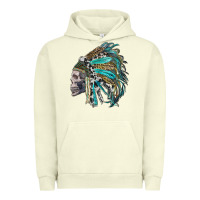 Pigment Pistachio western indian headdress with skull Urban Hoodie - RanaPortraitStore
