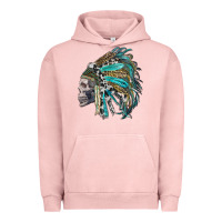 Pigment Salmon western indian headdress with skull Urban Hoodie - RanaPortraitStore