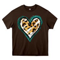 Chocolate Brown Glitter Leopard Heart Heavy Core Tee - Jasminsmagicworld