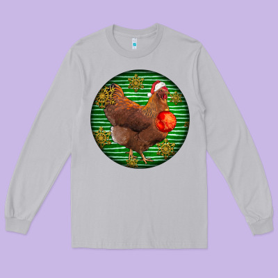 New Hampshire Red Chicken Christmas Long Sleeve Tee Designed By Lillyallendesigns
