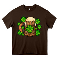 Chocolate Brown St. Patrick's Beer and shamrock Heavy Core Tee - OliviaCreatesArt