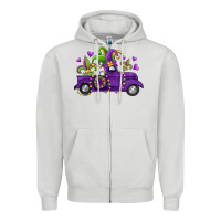 Dove Grey mardi gras truck Zipper Hoodie - Jasminsmagicworld