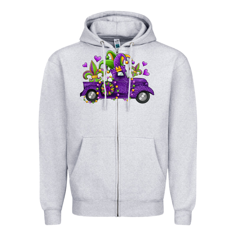 Mardi Gras Truck Zipper Hoodie by Jasminsmagicworld | Teevron