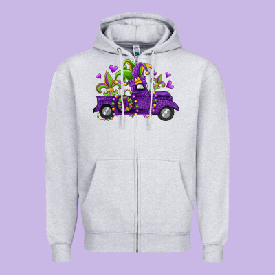Mardi Gras Truck Zipper Hoodie Designed By Jasminsmagicworld