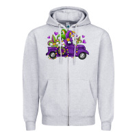 Heather Grey mardi gras truck Zipper Hoodie - Jasminsmagicworld