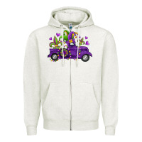 Oatmeal Heather mardi gras truck Zipper Hoodie - Jasminsmagicworld
