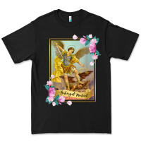Black St Michael the Archangel - Protector Catholic Church Angel Premium Tee - PixelWave