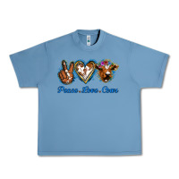 Pebble Blue Peace Love Cows Urban Heavy Tee - Jasminsmagicworld