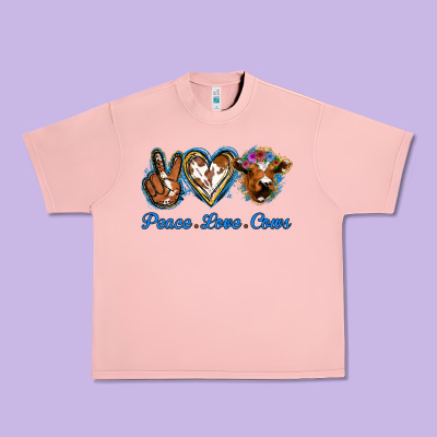 Peace Love Cows Urban Heavy Tee Designed By Jasminsmagicworld