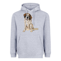 Heather Grey saint bernard Heavyweight Hoodie - RanaPortraitStore