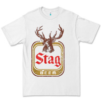 White Vintage Stag Beer, distressed Premium Tee - Craftify