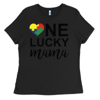Black one lucky mama Ladies Tee - CowhideDigitalArt