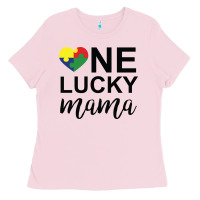 Bubblegum Pink one lucky mama Ladies Tee - CowhideDigitalArt