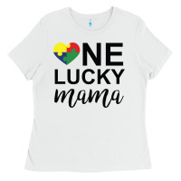 White one lucky mama Ladies Tee - CowhideDigitalArt