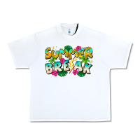 White Summer Break Urban Heavy Tee - CowhideDigitalArt