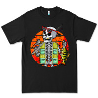 Black skeleton fishing lover moon halloween costume fish Premium Tee - Craftify