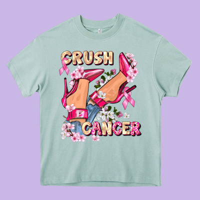 Crush Breast Cancer Heavy Core Tee Designed By Fadigitalartstudio