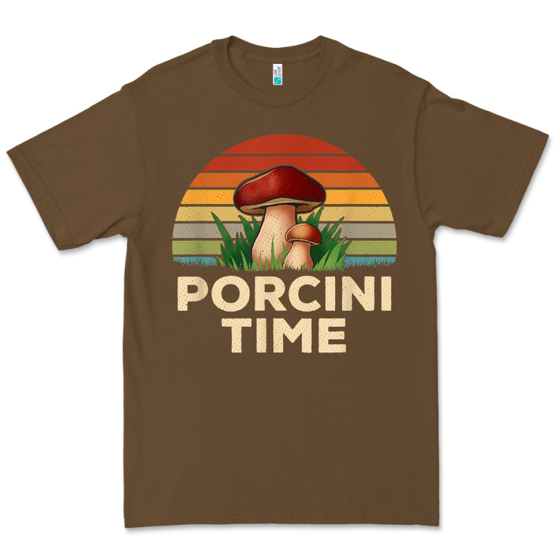 Vintage Sunset Porcini Mushroom Hunting Boletus Edulis T Shirt Premium Tee by Craftify | Teevron