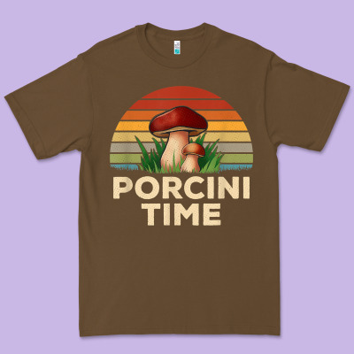 Vintage Sunset Porcini Mushroom Hunting Boletus Edulis T Shirt Premium Tee Designed By Craftify