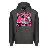 Charcoal Heather in october we wear pink cheer Premium Hoodie - BarkalooDesign