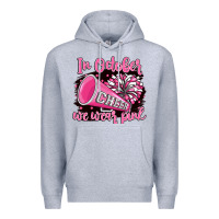 Heather Grey in october we wear pink cheer Premium Hoodie - BarkalooDesign