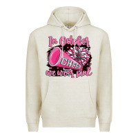 Oatmeal Heather in october we wear pink cheer Premium Hoodie - BarkalooDesign
