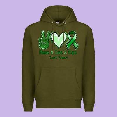 Peace Love Cure Liver Cancer Premium Hoodie Designed By Jasminsmagicworld