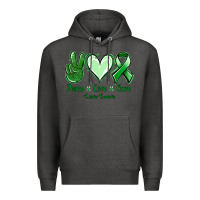 Charcoal Heather Peace Love Cure Liver Cancer Premium Hoodie - Jasminsmagicworld