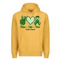 Mustard Peace Love Cure Liver Cancer Premium Hoodie - Jasminsmagicworld