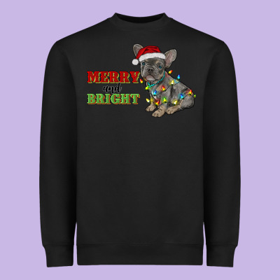 Merry And Bright French Bulldog Heavyweight Sweatshirt Designed By Ranaportraitstore